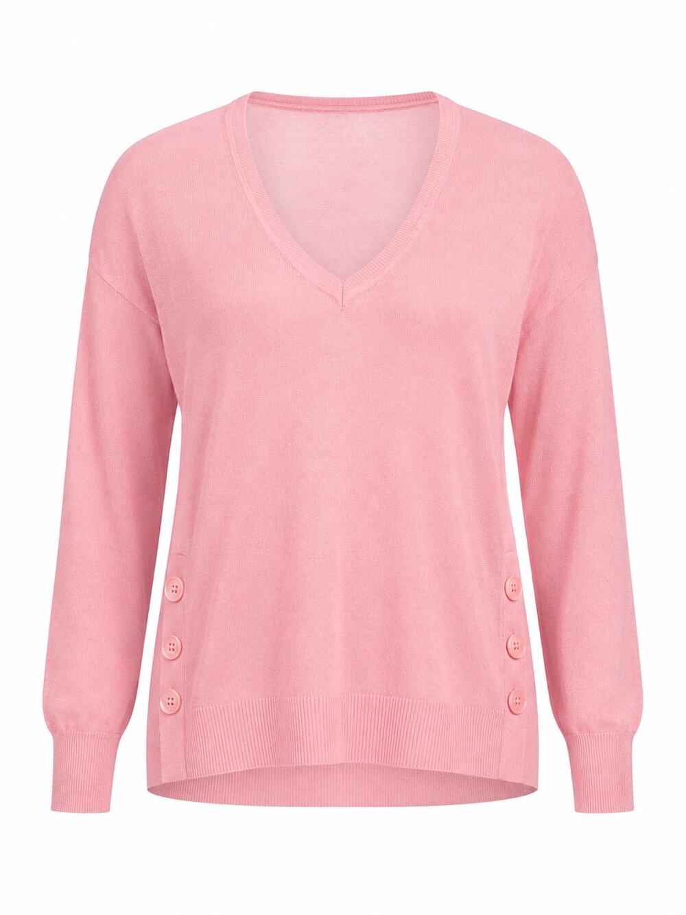 J.Crew XS Pink Linen Blend V Neck Sweater | Side Button Detail | Preppy